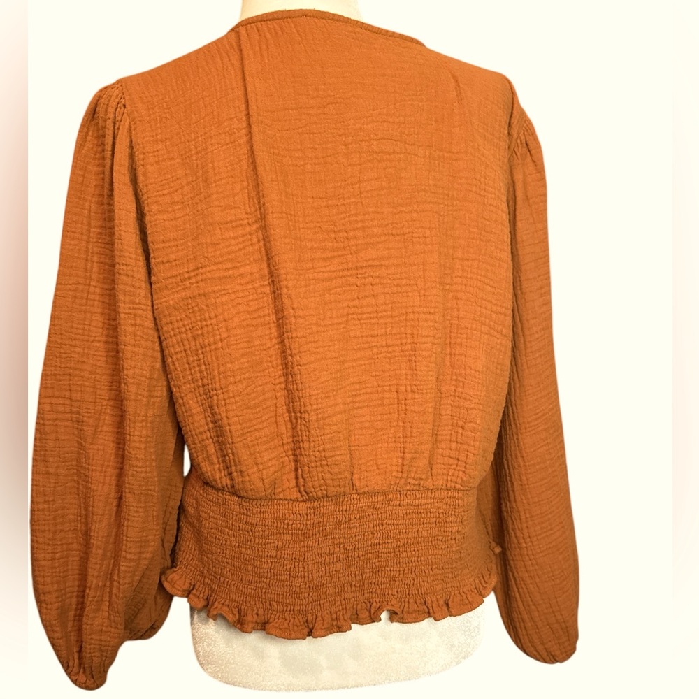 Women's Rust Orange Peasant Blouse - Brand